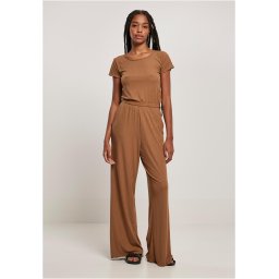 Women's jumpsuit with wide legs in dark taupe design