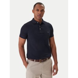 Tommy Hilfiger Тениска с яка и копчета 1985 MW0MW17771 Тъмносин Slim Fit