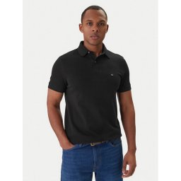 Tommy Hilfiger Тениска с яка и копчета 1985 MW0MW17770 Черен Regular Fit