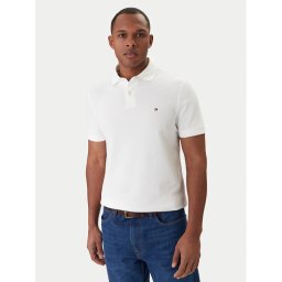 Tommy Hilfiger Тениска с яка и копчета 1985 MW0MW17770 Бял Regular Fit