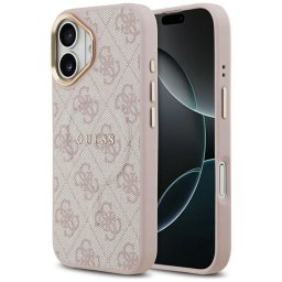 Гръб Guess PU Leather 4G Gold Frame MagSafe Case за iPhone 17 - Розов