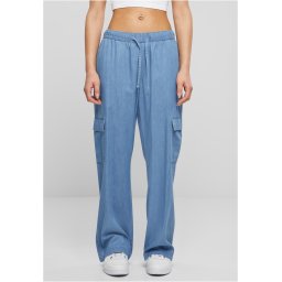 Women's Denim Cargo Pants - Blue