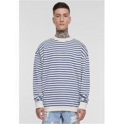 Men's Striped Crewneck Sweatshirt - White Sand/Blue