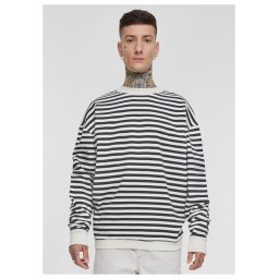 Men's Striped Crewneck Sweatshirt White - Sand/Black