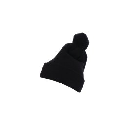 Pom Pom Knit hat with cuff black