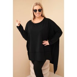 Kesi Women's Plus Size tunic made of cotton with an asymmetrical hem black