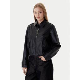 Calvin Klein Jeans Яке от имитация на кожа Moto LV047E501G Черен Regular Fit