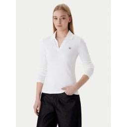Calvin Klein Блуза Ls Woven Label LV047E203G Бял Slim Fit