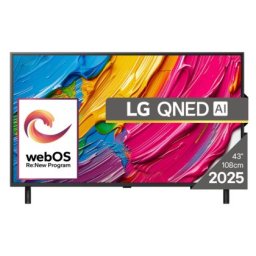 Телевизор LG 43QNED80A3A, 43" 4K QNED HDR Smart TV, 3840x2160, DVB-T2/C/S2, a7 AI Processor, HDR10 / HLG, webOS 25 ThinQ, VRR / ALLM / HGiG, 4K Upscaling, WiFi 5, Voice Controll, Bluetooth 5.1, AirPlay 2, LAN, CI, HDMI, SPDIF, Google Cast, 2 pole Stand