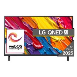Телевизор LG 43QNED82A3B, 43" 4K QNED HDR Smart TV, 3840x2160, DVB-T2/C/S2, Alpha 7 AI Processor, HDR10 / HLG, webOS 25 ThinQ, VRR / ALLM / HGiG, 4K Upscaling, WiFi 5, Voice Controll, Bluetooth 5, AirPlay 2, LAN, CI, HDMI, SPDIF, Google Cast, 2 pole Stand