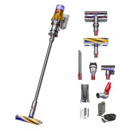 Вертикална прахосмукачка Dyson V12 Slim Detect Absolute 2023 448884-01, 545 W, 0.35 л, 60 мин автономия, осветление, 3 режима на почистване, Черен/жълт