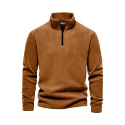 49143 Dewberry Half Zipper Stand Collar Mens Fleece-CAMEL