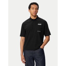 KARL LAGERFELD Тениска с яка и копчета 745127 561225 Черен Regular Fit
