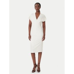 Patrizia Pepe Коктейлна рокля 8A1663/A6F5-W409 Екрю Regular Fit
