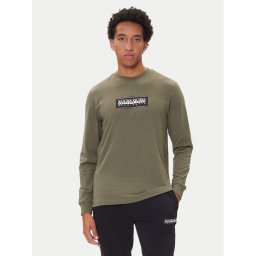 Napapijri Тениска с дълъг ръкав S-Box Logo NP0A4I3M Каки Regular Fit