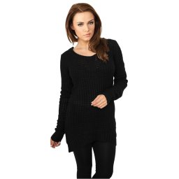 Women's sweater with a long wide neckline in black