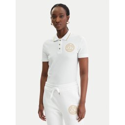 Versace Jeans Couture Тениска с яка и копчета 80HAGT02 CJ01T Бял Regular Fit