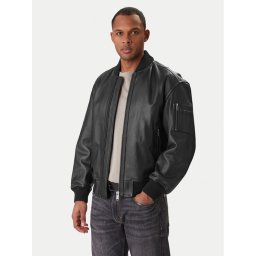 BOSS Кожено яке Jakri 50552151 Черен Regular Fit