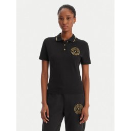 Versace Jeans Couture Тениска с яка и копчета 80HAGT02 CJ01T Бял Regular Fit