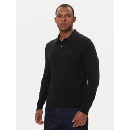 Calvin Klein Тениска с яка и копчета LV04LD319G Черен Regular Fit