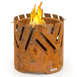 Blumfeldt Crown 3 в 1, огнище, Ø 46 см, водо- и мразоустойчиво, плоча за грил, скара за грил, бамбукова плоча (GDI11-Crown-Rust)