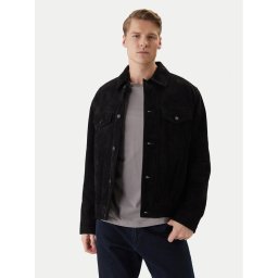 BOSS Кожено яке Johot 50552130 Черен Regular Fit