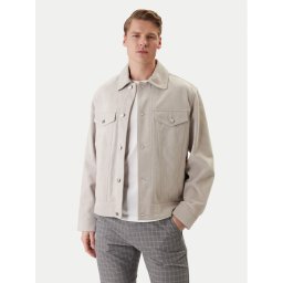 BOSS Кожено яке Johot 50552130 Сив Regular Fit