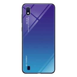 Силиконов калъф кейс Gradient Glass Durable Cover стъклен гръб за Samsung Galaxy A10, blue-purple