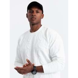 Ombre Men's RELAXED FIT sweatshirt with embossed letters - ecru