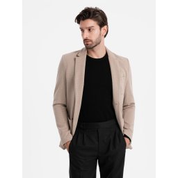 Ombre Elegant fitted men's structured knit blazer - beige