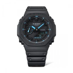 Casio G-Shock GA-2100-1A2ER Мъжки часовник-Черен със сини акценти, Кварц, Аналогов-Дигитален, Водоустойчив 200м