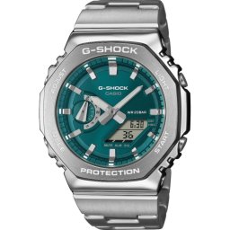 Casio G-Shock GM-2110D-3A1ER Мъжки часовник Сребрист, Аналогов, Стоманена верижка, 200м