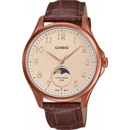 Casio MTP-M110RL-5AVER Аналогов мъжки часовник- Кафява кожа, Стоманен корпус, Лунен календар, Йонно покритие