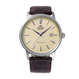Orient RA-AC0F16S Мъжки часовник- Автоматичен механизъм, Бежов циферблат, Кафява кожа, Сини стрелки