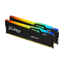 Памет 64GB (2x32GB) DDR5 6400MT/s, Kingston Fury Beast RGB Black, KF564C32BBEAK2-64, 1.4V