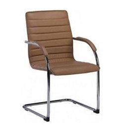 Посетителски стол RFG Sky M, до 120кг, еко кожа, метална база, кафяв