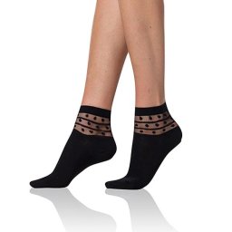Bellinda TRENDY COTTON SOCKS - Women's socks with decorative trim - black