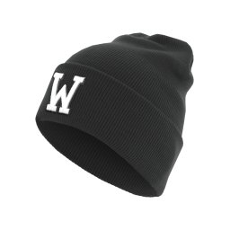 Knitted hat with the letter Cuff W