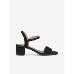 Black Suede Heeled Sandals Geox Aurely - Ladies