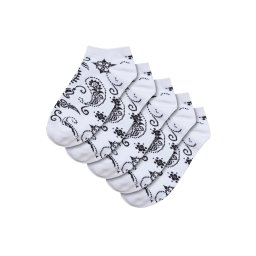 Bandana Pattern No Show Socks 5-Pack white