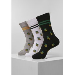 Recycled pineapple socks 3-pack white/heather grey/black