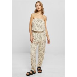 Women's Bandeau viscose jumpsuit with seagrass flower