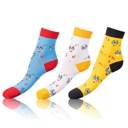 Bellinda CRAZY KIDS SOCKS 3x - Children's Crazy Socks 3 Pairs - Yellow - Blue - Black