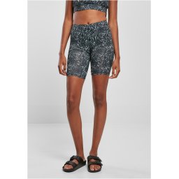 Women's high-waisted cycling shorts with tie - black/white