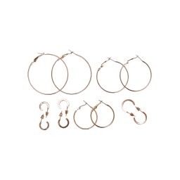 Basic hoop earrings 6-pack - gold color