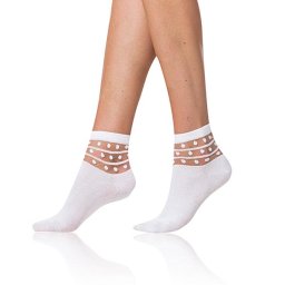 Bellinda TRENDY COTTON SOCKS - Women's socks with decorative trim - white