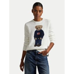 Polo Ralph Lauren Пуловер 211978359001 Бял Relaxed Fit