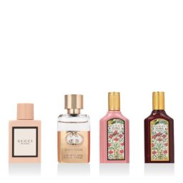 Gucci Mini Set подаръчен комплект: EDP Bloom 5 ml + EDP Flora Gorgeous Gardenia 5 ml + EDP Flora Gorgeous Gardenia Intense 5 ml + EDT Guilty Pour Femme 5 ml за жени