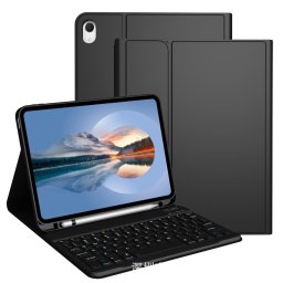 Bluetooth Клавиатура-Калъф за Apple iPad (2025) / 10.9" (2022) - Отделяема, 3 Ъгъла, Съвместим със Зареждане на Стилус, Вкл. Протектор, Черен