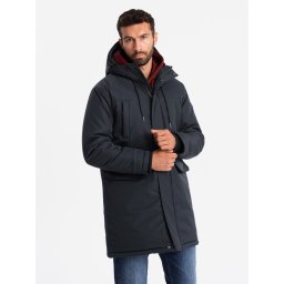 Ombre Classic long men's parka jacket - black